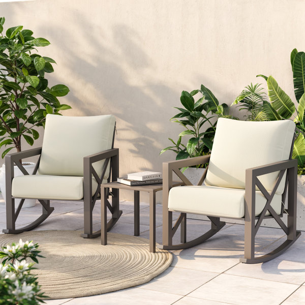 Oliver 2Person Outdoor Rocking Chair Set with Table and